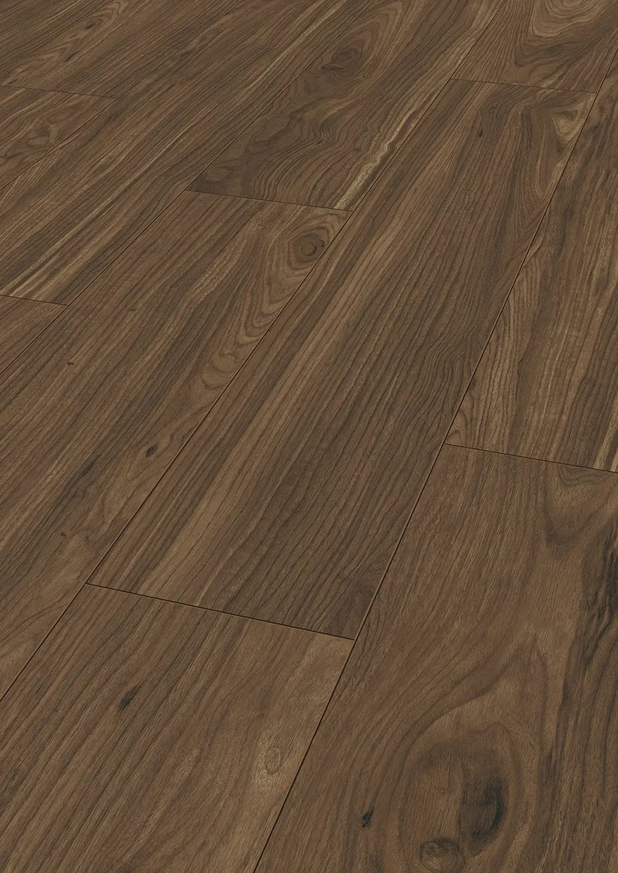 Piso laminado Walnuts Tuscany Walnut, tono madera oscura